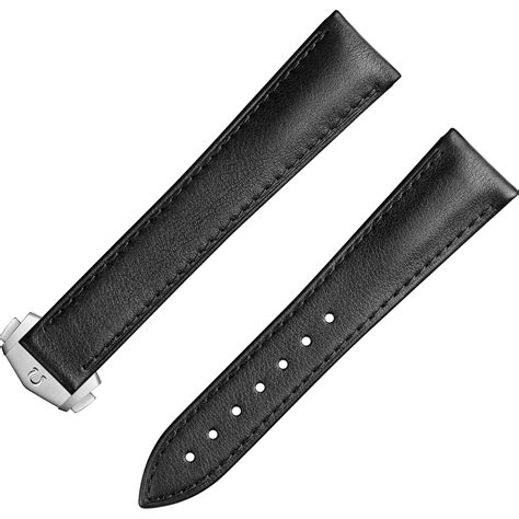 Watch Straps Speedmaster Moonwatch black leather strap with foldover ...