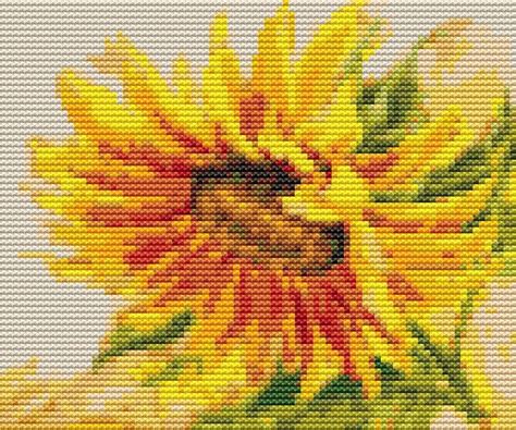 Sunflower Cross Stitch Chart, Time to Rise Cross Stitch Pattern PDF, Art Cross Stitch, Floral ...