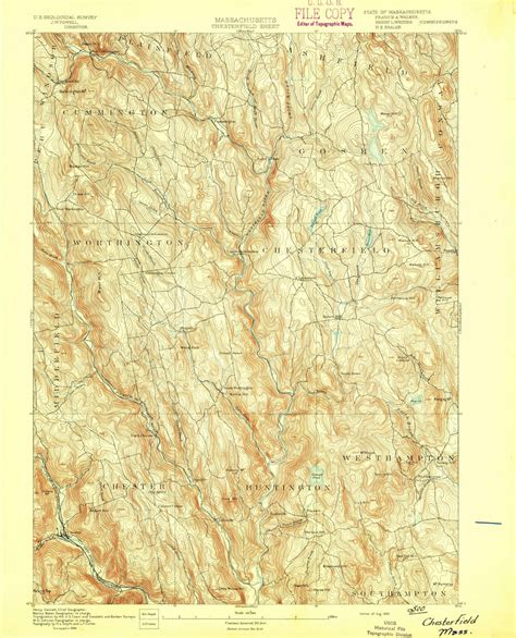 Chesterfield, Massachusetts 1893 (1893) USGS Old Topo Map Reprint 15x15 ...