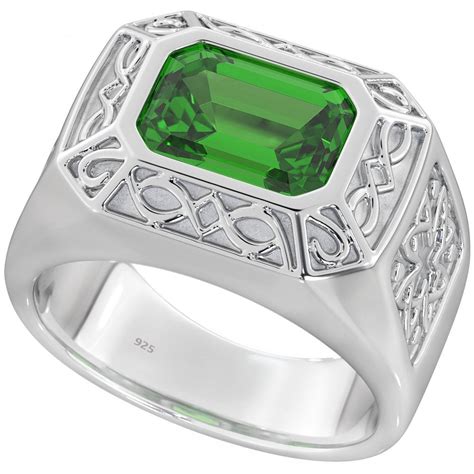 Mens Silver Emerald Ring – Celtic Ring | Besttohave.com