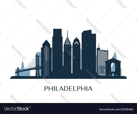 Philadelphia skyline monochrome color Royalty Free Vector