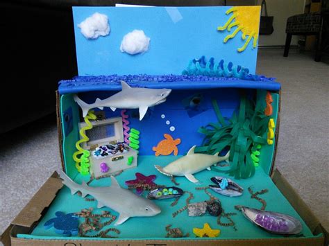 Shark Diorama, Underwater Diorama, 3 layer Diorama | Diorama kids, Kids art projects, Ocean art ...