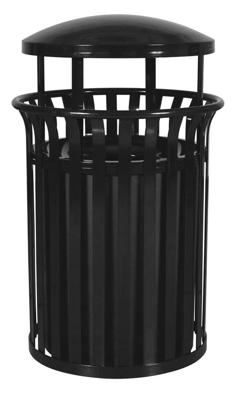 36 Gallon SCD-2633 Metal Outdoor Streetscape Covered Trash Can