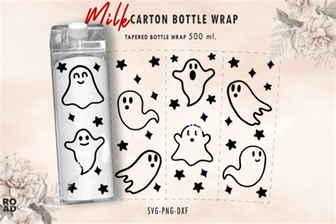 Ghost Spooky Milk Carton Bottle Wrap Graphic by Roadvector · Creative Fabrica