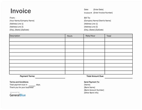 Freelance Hourly Invoice Template in Excel (Simple)