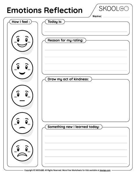 Emotions Reflection - Free Sheet for Kids - SKOOLGO