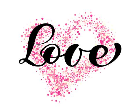 vector word love calligraphy lettering on the background of pink ...