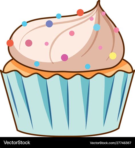 Cupcake with sprinkles on white background Vector Image