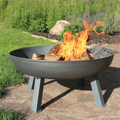 Sunnydaze 34" Fire Pit Cast Iron with Steel Finish Wood-burning Fire ...