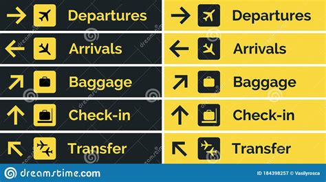 Airport Sign Departure Arrival Travel Icon. Vector Airport Board ...