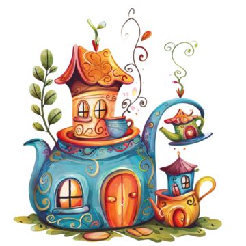 Enchanted Whimsical Teapot House Clipart, Whimsical, Teapot, Cup PNG Transparent Image and ...