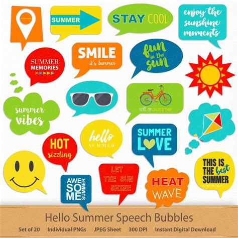 Summer Word Clipart Printable Word Stickers Digital Word Art | Etsy