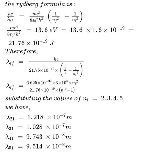 Using the Rydberg formula,calculate the wavelengths of first four spectral lines in the Lyman ...