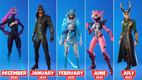 All Fortnite Crew Skins & Cosmetics (December 2020 - July 2021) - YouTube