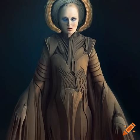 Artwork of a full body representation of the bene gesserit from dune