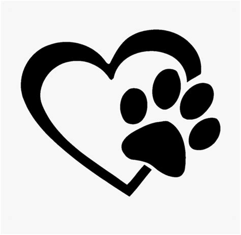 Pawprint Clipart Heart - Heart With Paw Print, HD Png Download - kindpng