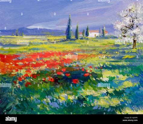 summer landscape painting Stock Photo - Alamy