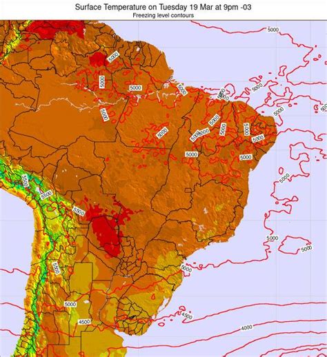 Brazil Surface Temperature on Wednesday 22 Sep at 9pm BRT