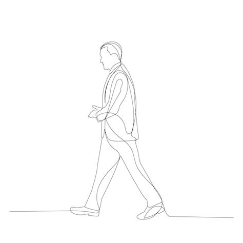 Premium Vector | Isolated one line drawing of a man walking