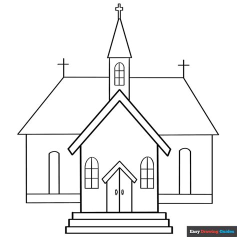 Church Coloring Page | Easy Drawing Guides