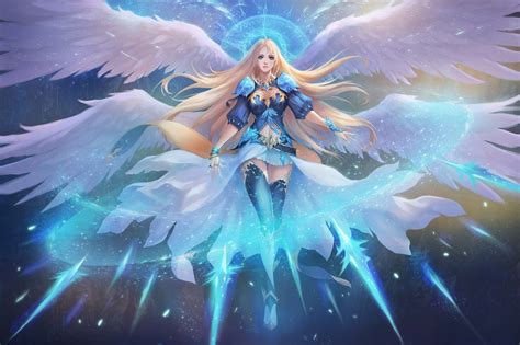 Papel de parede : ilustração, Fantasia arte, Anime, anjo, obra de arte, asa, Papel de parede do ...