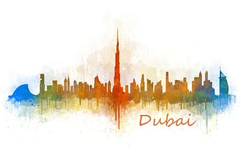 Dubai emirates, Cityscape Skyline v3 | Illustrations ~ Creative Market