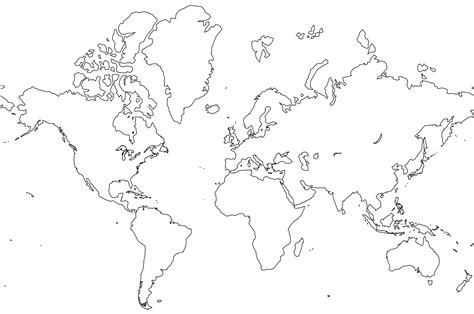 black white world map clipart | World map outline, World map art, World outline