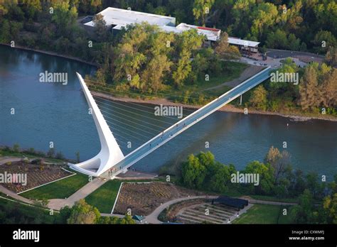 Aerial view of the Sundial Bridge, Redding, California Stock Photo - Alamy