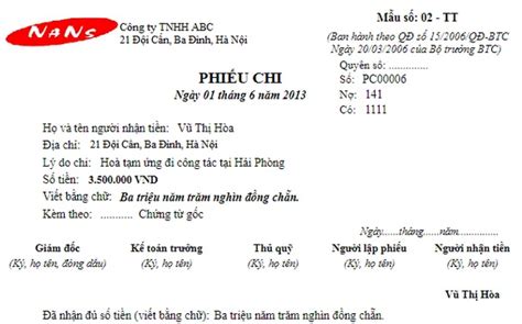 Phiếu chi tiền là gì | In phiếu thu chi