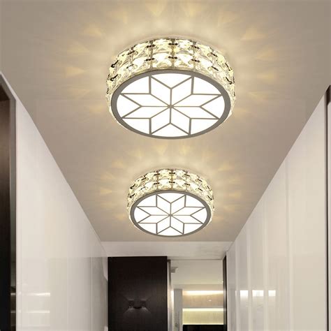 Modern Crystal Ceiling Light Fixture, 7" Round Acrylic Ceiling Lamp ...