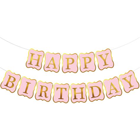 Buy Shiny, Pink Happy Birthday Banner - Large 10 Feet, NO DIY ...