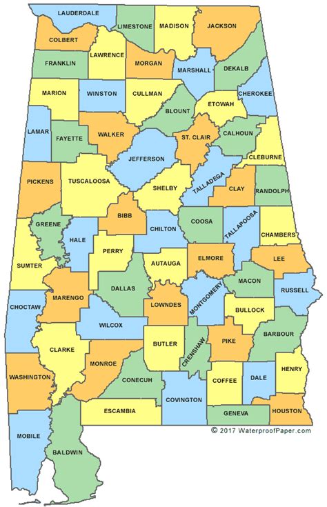 Alabama County Map Printable - Winna Kamillah