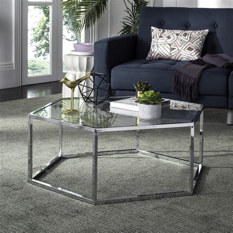 Safavieh Eliana Hexagon Glass Coffee Table, Chrome - Walmart.com - Walmart.com