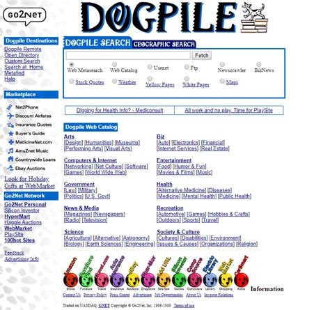 DogPile in 1999 - Web Design Museum