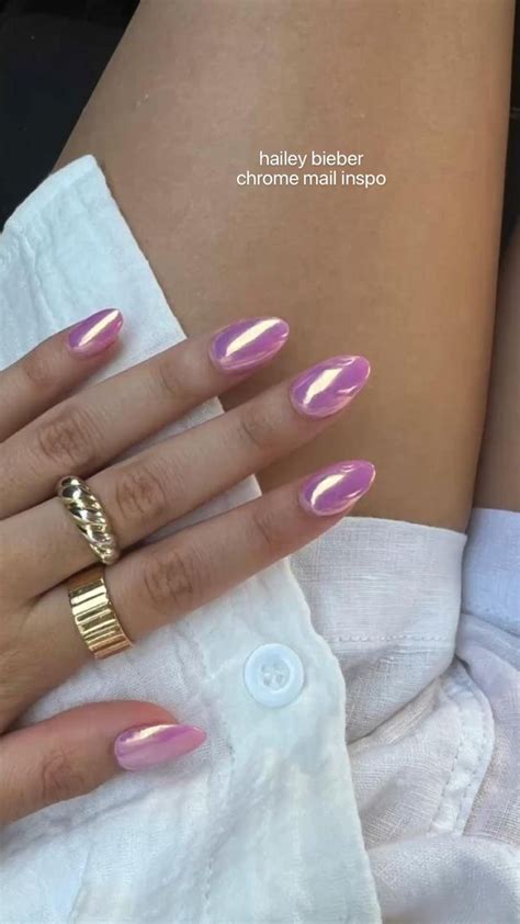 hailey bieber chrome nail inspo - glazed donut nails - pink & white ...