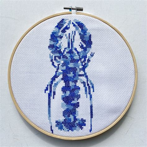 Blue Abstract Crab - Art Cross Stitch Kit - Modern Counted Cross Stitch