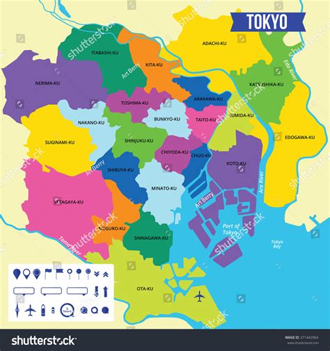 Vector Color Map Tokyo Capital Japan Stock Vector (Royalty Free ...