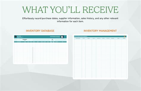 Inventory Database Template in Excel, Google Sheets - Download ...