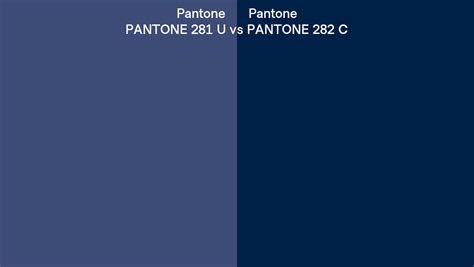 Pantone 281 U vs PANTONE 282 C side by side comparison