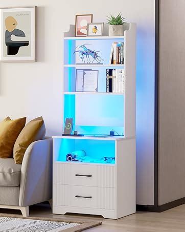 Amazon.com: Vlsrka Tall Nightstand with Charging Station, 54" Smart ...