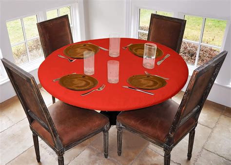 Elastic Edged Flannel Backed Vinyl Fitted Table Cover - Solid RED ...