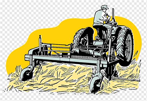 Drawing Agriculture Tractor, Hand drawn land harvesting wheat, hand, drawn, vehicle png | PNGWing