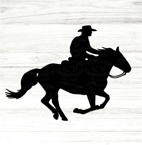 Cowboy Silhouette Horse SVG Running Horse Image Cowboy & - Etsy