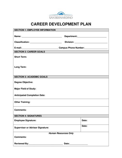 Career Plan Template Word