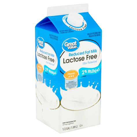 Great Value Lactose Free 2% Reduced Fat Milk, Half Gallon, 64 fl oz - Walmart.com