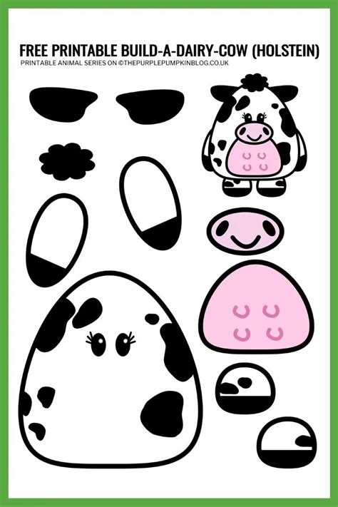 Build A Cow! Holstein Dairy Cow & Bull - Free Printable Templates!