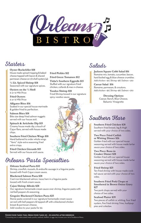 Our Menu | Orleans Bistro | Fredericksburg, Virginia