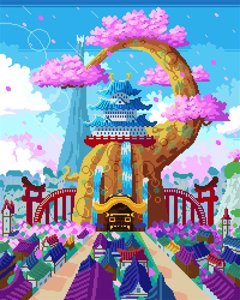 Flower Capital, Wano - One Piece : r/PixelArt