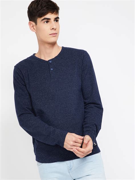 Buy Bossini Men Navy Blue Solid Henley Neck Regular Fit T Shirt - Tshirts for Men 10063033 | Myntra