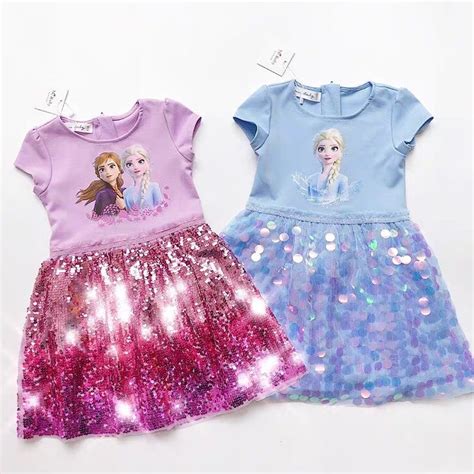 Jual Frozen2 sequin dress baju anak frozen 2 elsa anna dress - 120, Ungu | Shopee Indonesia